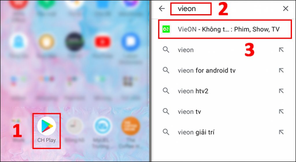 Bạn nhấn chọn ứng dụng VieON.