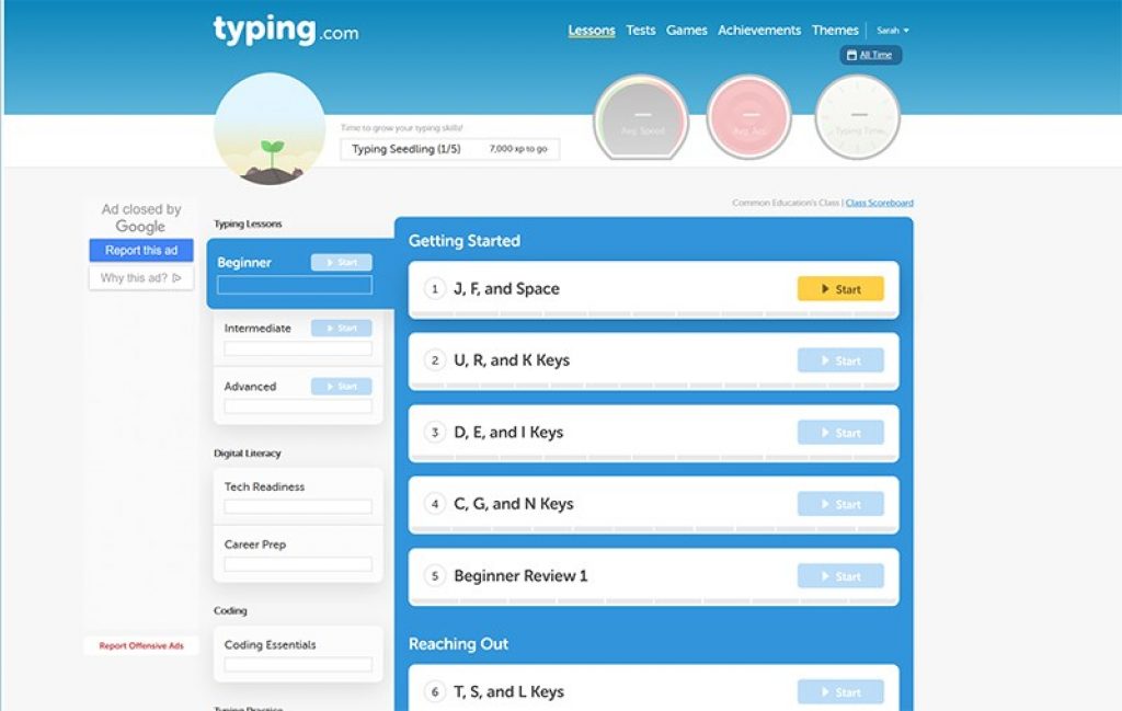 Typing.com - Luyện tập gõ 10 ngón trực tuyến
