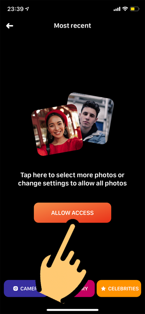 App Voila AI Artist: Cho phép ứng dụng truy cập vào album ảnh