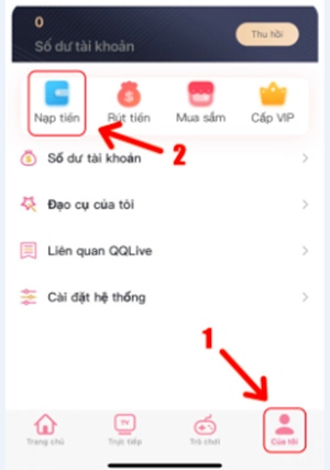 Hướng dẫn nạp tiền vào ứng dụng QQlive qua ví điện tử Momo