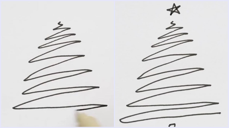 Cách vẽ cây thông Noel theo hình zíc zắc