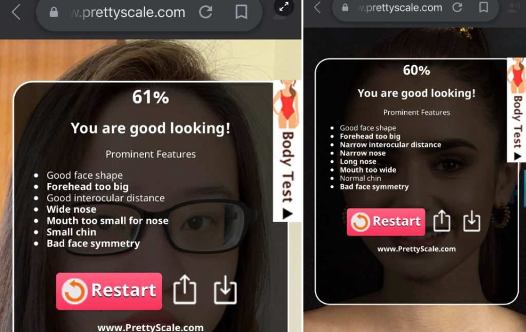 Prettyscale - Website giúp người dùng chấm điểm sắc đẹp cực hay