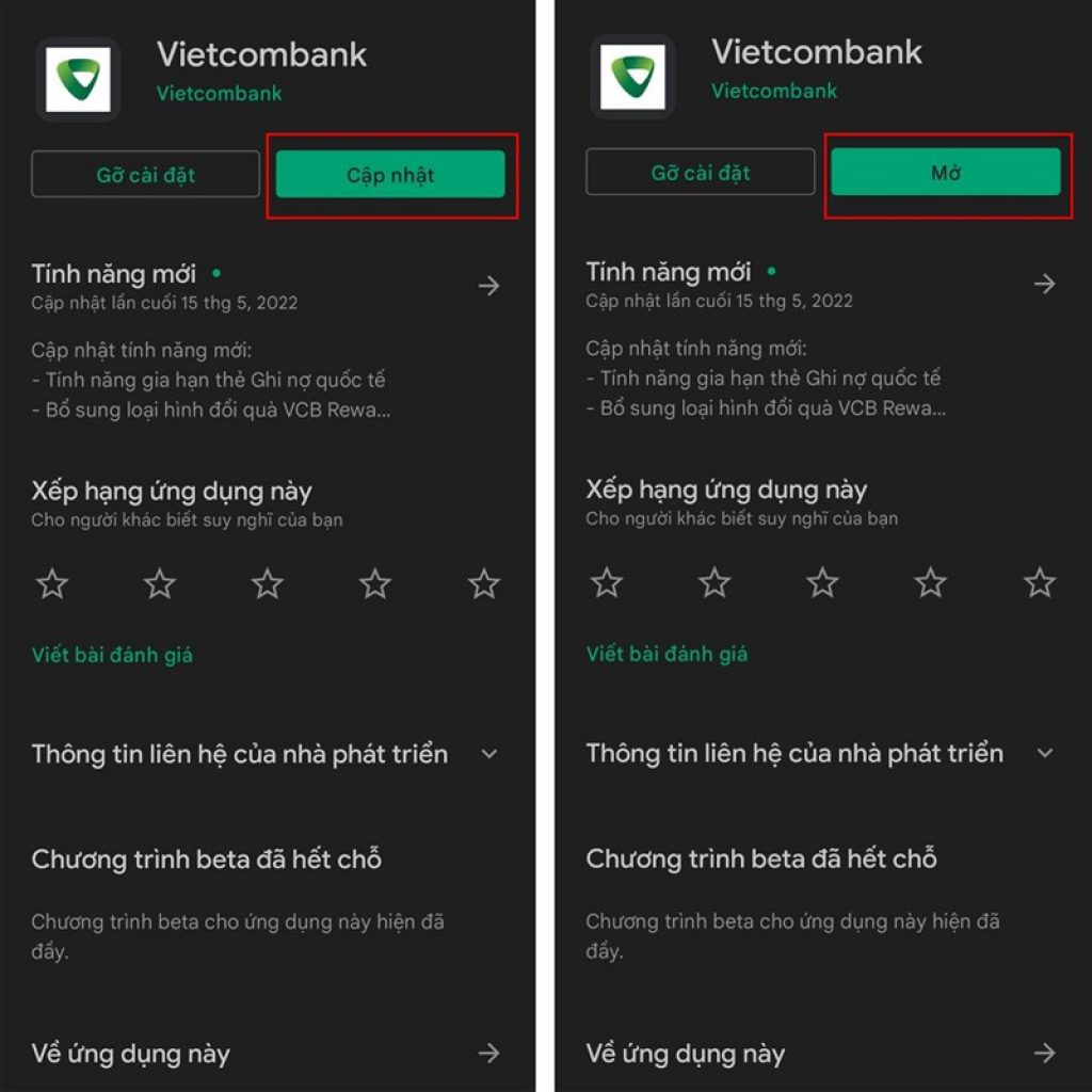 Bạn tải app Vietcombank về điện thoại