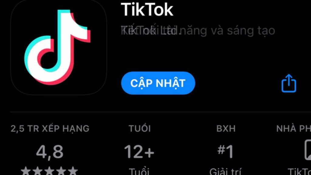 Bạn thực hiện cập nhật ứng dụng TikTok lên phiên bản mới nhất.