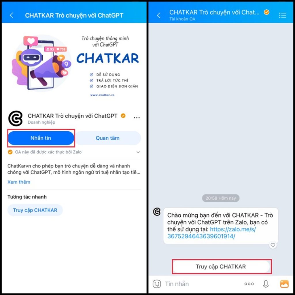 Cách sử dụng ChatGPT trên Zalo