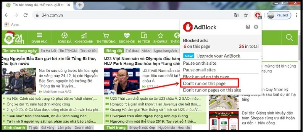 Cách bật và tắt AdBlock trình chặn quảng cáo